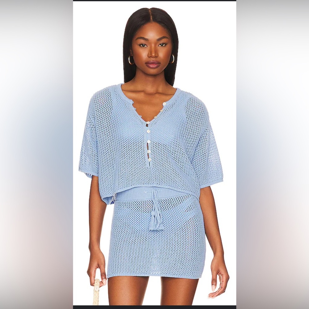 L*Space Light Blue Mesh Swim Coverup